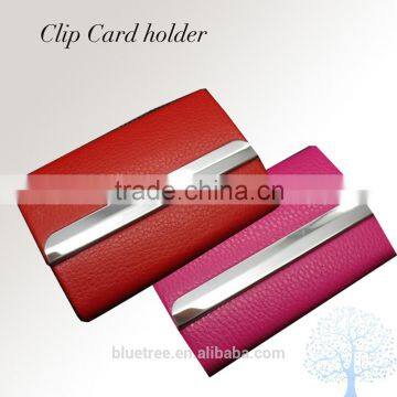New products business clip card holder in PU material with aluminum