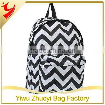 Black and White Chevron Padded Adjustable Shoulder Straps School Bags with Side Pocket