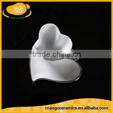 Romantic Heart Shape White Porcelain Coffee Cup and Saucer photo-6