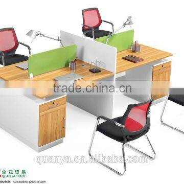 melamine wooden 4 seats office table and elegant design style for staff office desks