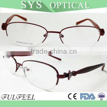 2015 Jewels metal half frame for women spectacle optical frame