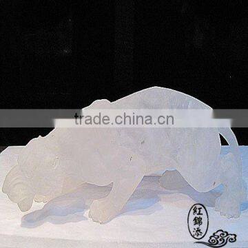 Natural Rock Clear Crystal Leopard Handcraft