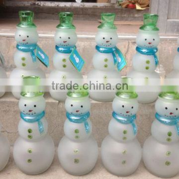 snowman glass bottles with pattern