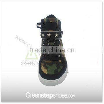 High Top Sneakers Army Green Canvas Men Casual Boots photo-2