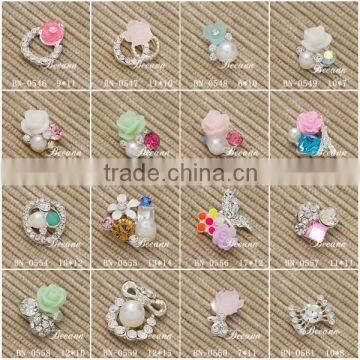 3D Nail Art Rhinestone Decorations White & Pink Colors Crown Bowknot & Love pattern