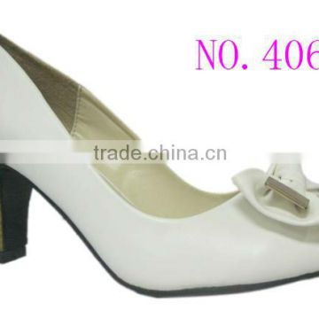 Comfortable white high heel lady office shoes summer shoes with bowknot