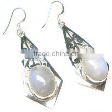 925 Sterling Silver Rainbow Moonstone Fashion Earrings