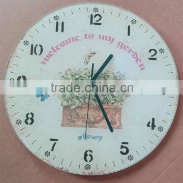 Cartoon pictures of tempered glass wall clock