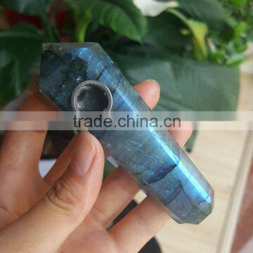 Top Quality Hand Carved Labradorite Crystal Smoking Hand Pipes