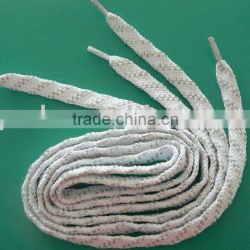 White & Silver Flat Polyester Shoe Laces