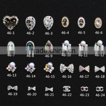 new design big stone pearl flower butterfly bow finger nail rhinestone jewelry