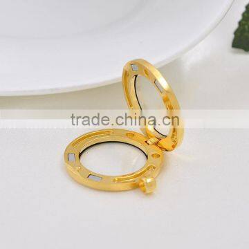 30*20.5mm Real Gold Plated Round Alloy Memory Locket- For Floating Charms photo-2