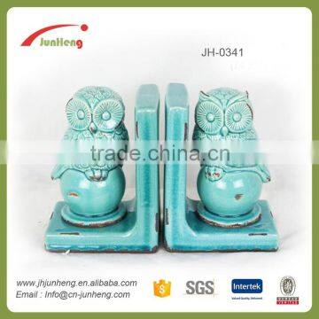 home & garden glaze owl ceramic bookend gift, animal bookend