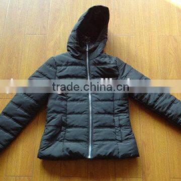 womens simple plain hoody short cotton padded jacket