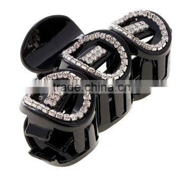 New Black Irregular Circle Hair Clip Claw Clip Crystal Acrylic Hair Claw for Women Party Rhinestone Hairpin Hair Accessories