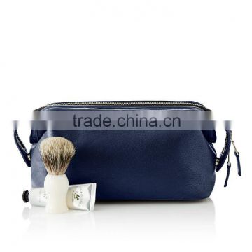 Leather travel men Toiletry bag shaving kit bag