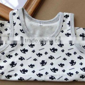 wholesale 100% cotton kids t shirts boy sleeveless vest with printed pattern popular garment in summer