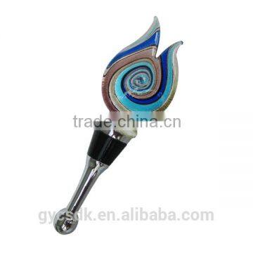 Flame Shaped Colorful Murano Glass Wine Bottle Stopper photo-3