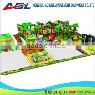 Funny kids castle indoor play equipment with plastic slides trampoline and ball pools