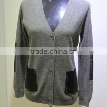 custom sweater long sleeve button clothing hand knit sweater design 100% cashmere cardigan women