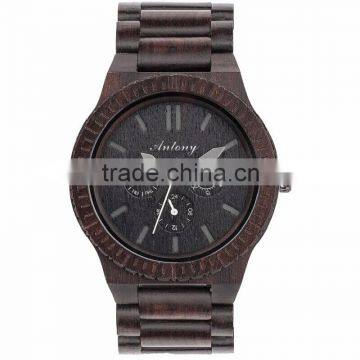 2015 Man Wooden Watch Ebony Case Even Strap / Japan Calendar Movement photo-2