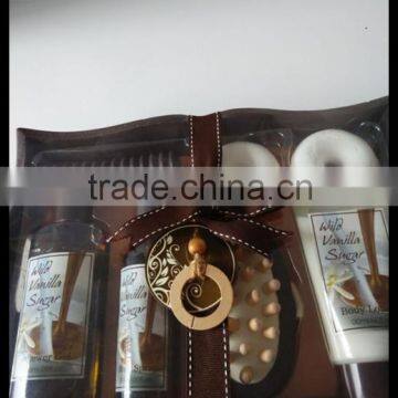 New Wild Vanilla Sugar Hot Sale High Quality Bath Set in Wooden Basket