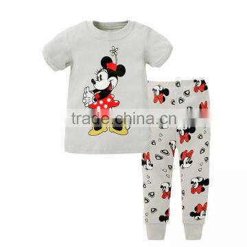 High quality cartoon print short sleeve cotton family matching pajama