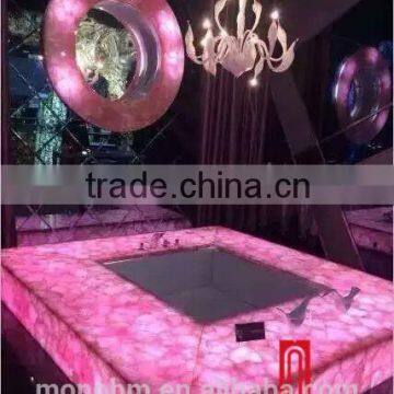 Hot Sale Backlit Transparent Pink Onyx Marble Slab for Countertop