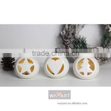 Lovely Heart Ceramic Christmas Ball Candle Holder for Hanging photo-4