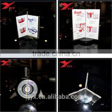 Rotating & triangle acrylic table menu stand for restaurant, acrylic menu display wholesale