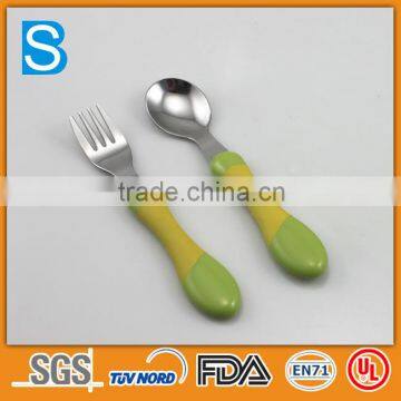 children plastic hande stainless steel spoon and fork