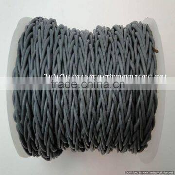 Round Leather Cords - nappa round 14mm Plaited Round Grey