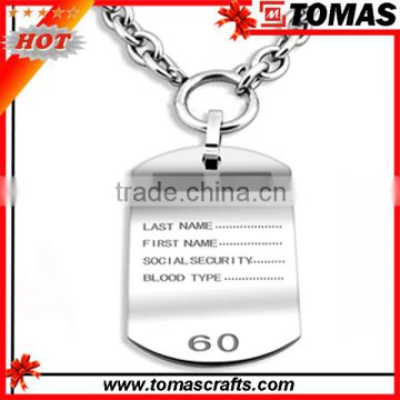 Custom Stainless Steel Metal Blank Military Dog Tag