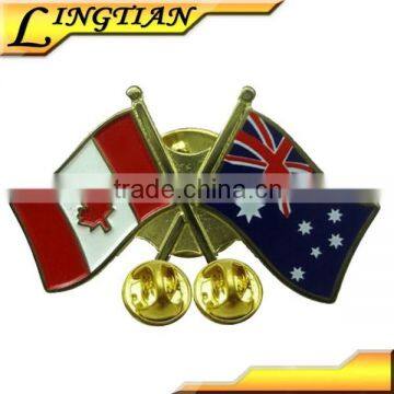 2015 Promotion custom epoxy double national flag pin badge