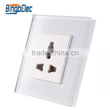 Universial 3pin 13A glass panel wall socket,AC110-250V,