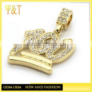China Factory Mens Hip Hop Jewelry Gold Tone Emoji 100 Cz Hip-hop Pendants (HP-001)