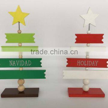 Wooden christmas tree model happy holiday table decoration