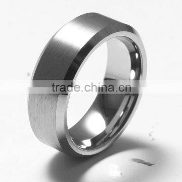 Classic design matte finish beveled edge tungsten rings for men