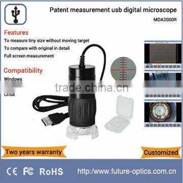 Patent MDA2000R digital portable zoom measuring microscope equipped with reticle software and LED ring light