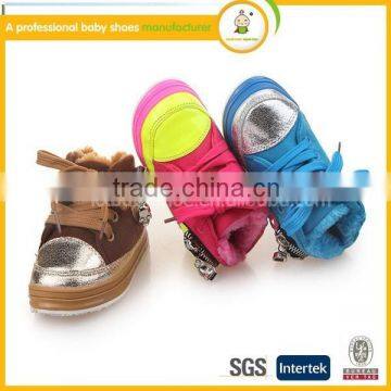 Latest new style wholesale high quality pu winter warm kids fashion high heel sports shoes