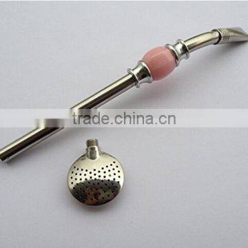 Amazon Hot Sale High Quality Stainless Steel Bombilla Straw Pink Agate