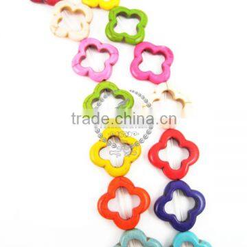 1 String 15inch 20mm Vintage Mix Color Dyeing Turquoise Kawaii Large Flower Unique Beads 3010011 photo-2