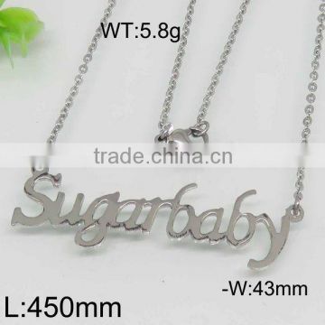 Captivating nameplate sugar baby small chain stainless steel necklace