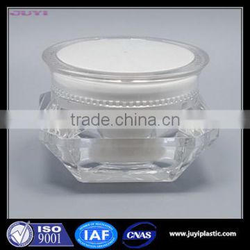 15ml 30ml 50ml Diamond Empty Plastic Cosmetic Cream Jar ,Wholesale Transparent Acrylic Cosmetic Jar With Screw Cap