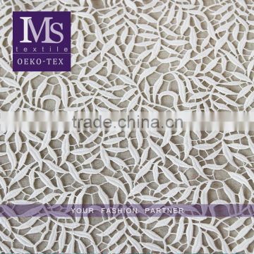 High quality embroidery water-soluble lace fabric for wedding dress in white