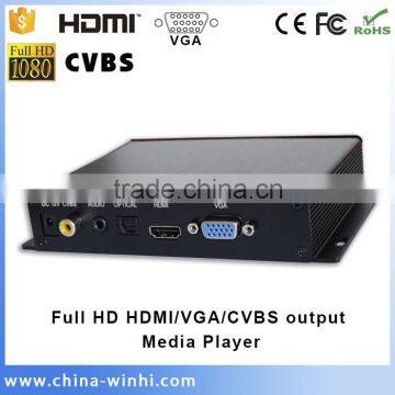 Professional Metal Box Optical Vga output USB SD card digital signage media player