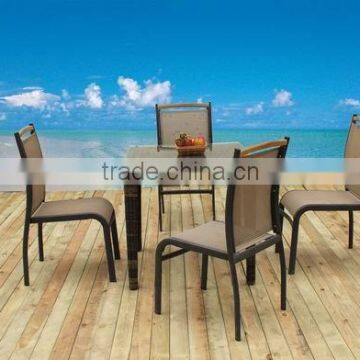 CH-T202 rattan table and mesh fabric top aluminum chair outdoor furniture