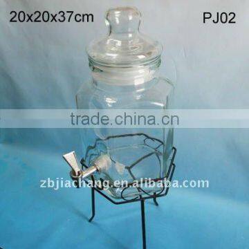 PJ02 hexagon clear glass beverage dispenser