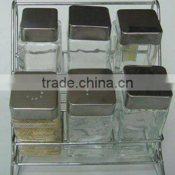 six pcs set clear square glass kit for spices