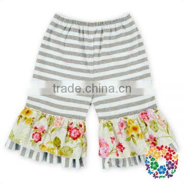 Wholesale Baby Ruffle Shorts 100 % Cotton Stripe Flower Designs Ruffled Shorties for Toddler Girl photo-3